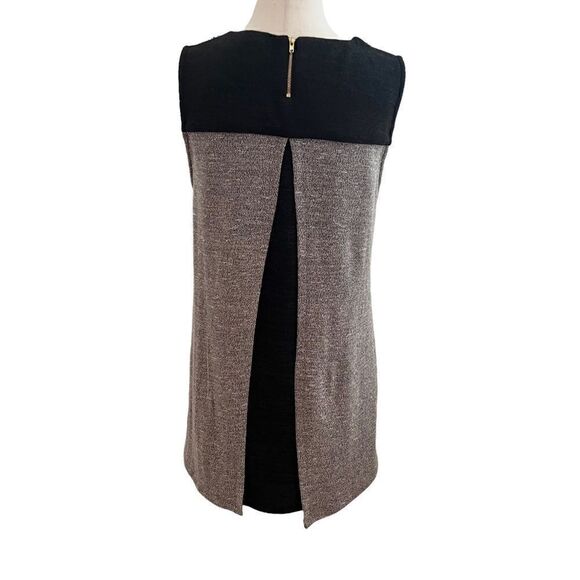 THML Sleeveless Knit Long Top Back Zip Fringe Trim Neckline Black + Gray XS - Picture 3 of 8